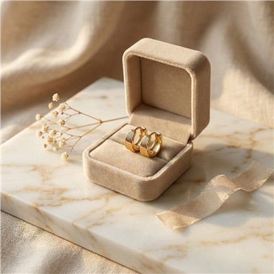 Çizgili Halka Çelik Küpe - 14K Altın Kaplama - 1 cm çap