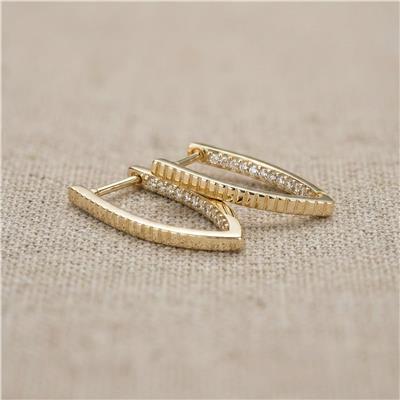 Damla Şeklinde Zirkon Taş Sıralı Küpe - 14K Altın Kaplama - 26 mm