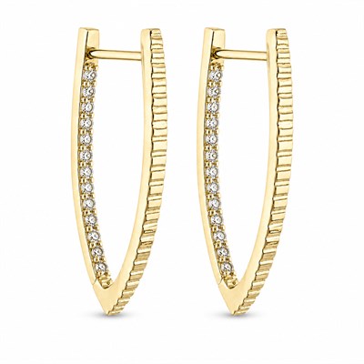 Damla Şeklinde Zirkon Taş Sıralı Küpe - 14K Altın Kaplama - 26 mm