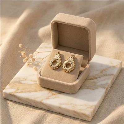 Desenli Damla Küpe - 14K Altın Kaplama - 17 mm