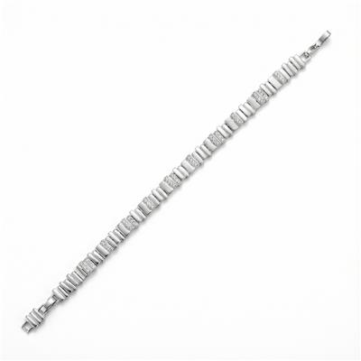 Dikdörtgen Blok Taşlı Çelik Bileklik - Beyaz Altın Kaplama - 17+2 cm
