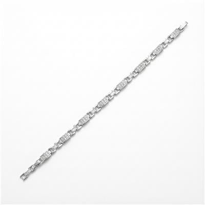 Dikdörtgen Taş Detaylı Çelik Bileklik - Beyaz Altın Kaplama - 16+2 cm