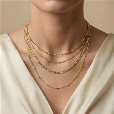 Dorikalı Halka Zincir Kolye - 14K Altın Kaplama - 45 cm