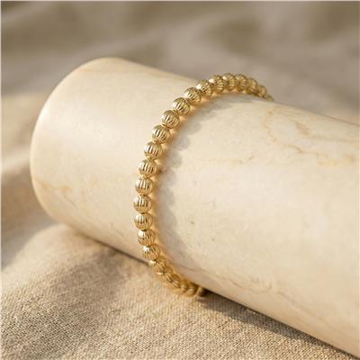 Dorikalı Top Boncuklu Bileklik - 14K Altın Kaplama - 17+3 cm