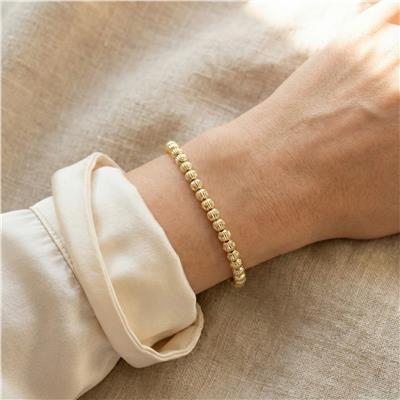 Dorikalı Top Boncuklu Bileklik - 14K Altın Kaplama - 17+3 cm