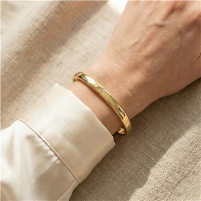 Düz Kelepçe Bilezik - 14K Altın Kaplama - 6 cm çap