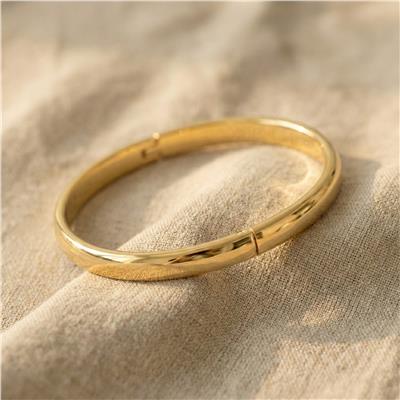 Düz Kelepçe Bilezik - 14K Altın Kaplama - 6 cm çap