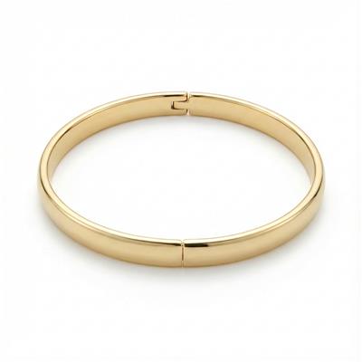 Düz Kelepçe Bilezik - 14K Altın Kaplama - 6 cm çap