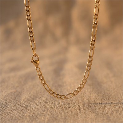 Figaro Zincir Kolye  - 14k Altın Kaplama - 50 cm (3 mm)