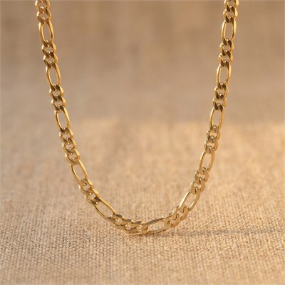 Figaro Zincir Kolye  - 14k Altın Kaplama - 50 cm (5 mm)