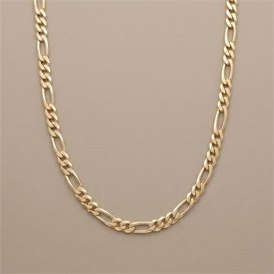 Figaro Zincir Kolye  - 14k Altın Kaplama - 50 cm (5 mm)