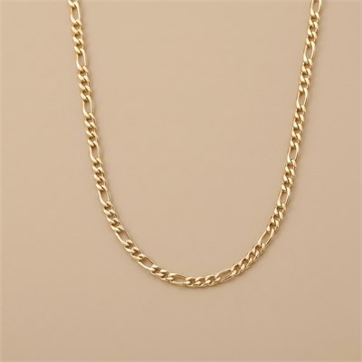 Figaro Zincir Kolye  - 14k Altın Kaplama - 50 cm (3 mm)