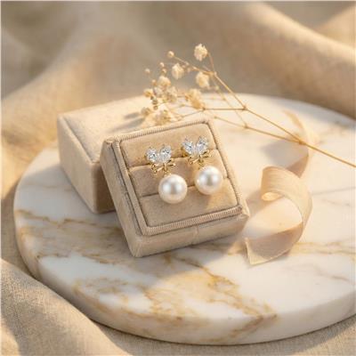Fiyonk İnci Küpe - 14K Altın Kaplama - 2 cm