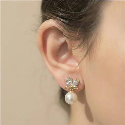 Fiyonk İnci Küpe - 14K Altın Kaplama - 2 cm