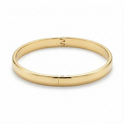 Geniş Düz Kelepçe Bilezik - 14K Altın Kaplama - 6 cm çap
