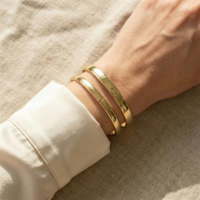 Geniş Düz Kelepçe Bilezik - 14K Altın Kaplama - 6 cm çap