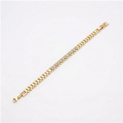 Geniş Küba Zincir Bileklik - 14K Altın Kaplama - 17+2 cm