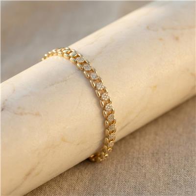 Geniş Küba Zincir Bileklik - 14K Altın Kaplama - 17+2 cm