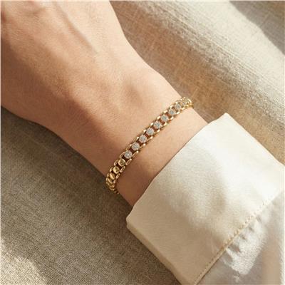 Geniş Küba Zincir Bileklik - 14K Altın Kaplama - 17+2 cm