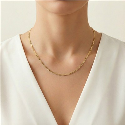 İnce Ezme Zincir Çelik Kolye - 14K Altın Kaplama - 45 cm / 2 mm