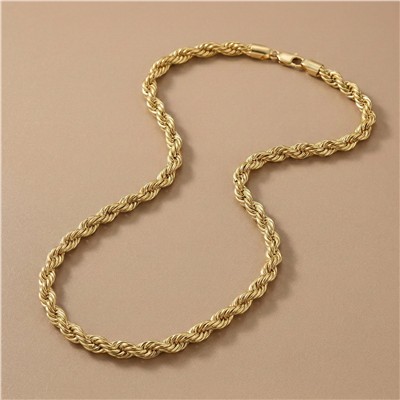Kalın Burgu Zincir Çelik Kolye - 14K Altın Kaplama - 50 cm / 1 cm