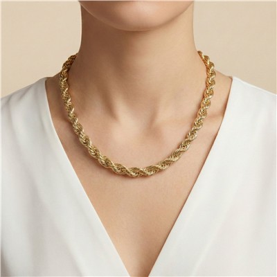 Kalın Burgu Zincir Çelik Kolye - 14K Altın Kaplama - 50 cm / 1 cm