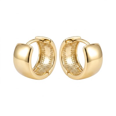 Kalın Çelik Halka Küpe  - 14k Altın Kaplama - 13 mm çap