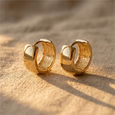 Kalın Çelik Halka Küpe  - 14k Altın Kaplama - 13 mm çap