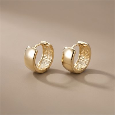 Kalın Çelik Halka Küpe  - 14k Altın Kaplama - 13 mm çap