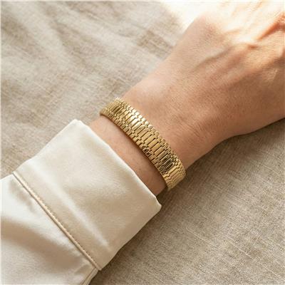 Kalın Hasır Zincir Çelik Bileklik - 14K Altın Kaplama - 19 cm