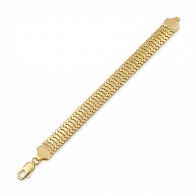 Kalın Hasır Zincir Çelik Bileklik - 14K Altın Kaplama - 19 cm