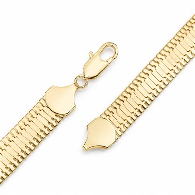 Kalın Hasır Zincir Çelik Bileklik - 14K Altın Kaplama - 19 cm