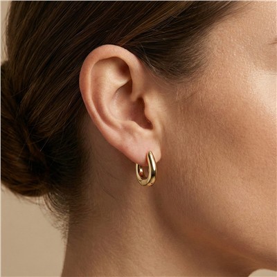 Kalın Kavisli Halka Çelik Küpe - 14K Altın Kaplama - 17 mm