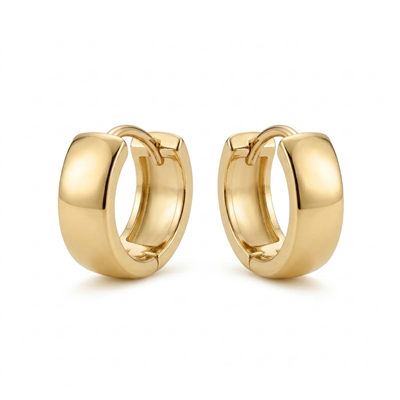 Kalın Küçük Halka Çelik Küpe - 14k Altın Rengi Kaplama, 1,3 cm