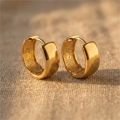 Kalın Parlak Çelik Halka Küpe  - 14k Altın Kaplama - 17 mm çap
