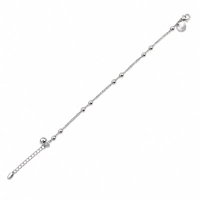Kalp Detaylı Dorikalı Bileklik - Beyaz Altın Kaplama - 17+3 cm