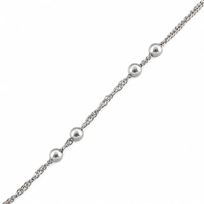 Kalp Detaylı Dorikalı Bileklik - Beyaz Altın Kaplama - 17+3 cm