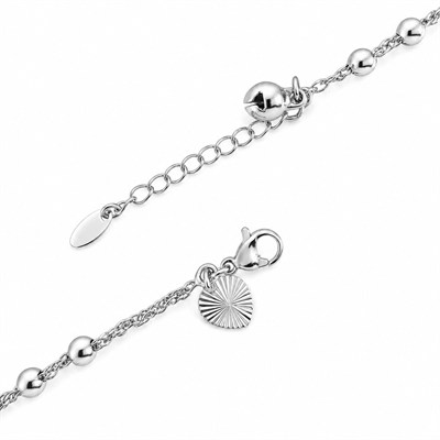 Kalp Detaylı Dorikalı Bileklik - Beyaz Altın Kaplama - 17+3 cm
