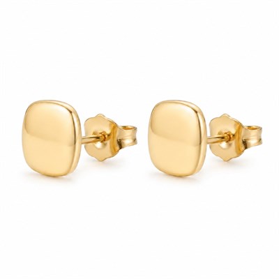 Kare Sade Küpe - 14K Altın Kaplama - 1 cm