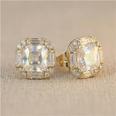 Kare Tektaş Zirkon Küpe - 14K Altın Kaplama - 8 mm