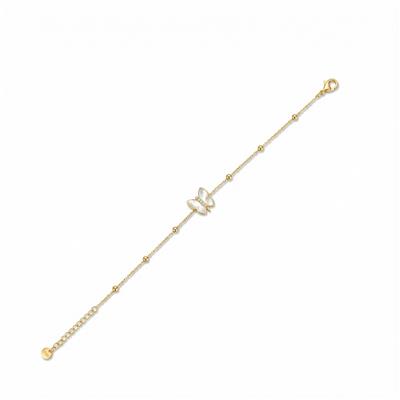 Kelebek Detaylı Bileklik - 14K Altın Kaplama - 17+3 cm