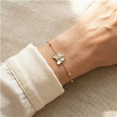 Kelebek Detaylı Bileklik - 14K Altın Kaplama - 17+3 cm