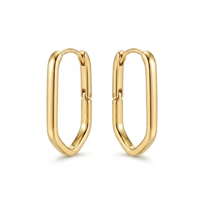 Köşeli Küpe - 14K Altın Kaplama - 24 mm