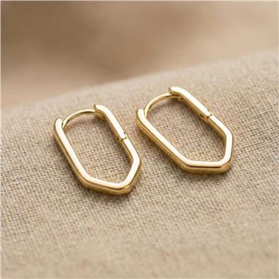 Köşeli Küpe - 14K Altın Kaplama - 24 mm