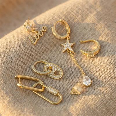 Love Sallantılı 6lı Küpe Seti - 14K Altın Kaplama