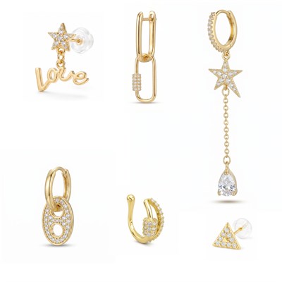 Love Sallantılı 6lı Küpe Seti - 14K Altın Kaplama
