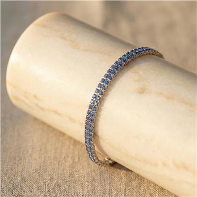 Mavi Taş Detaylı Bileklik - Beyaz Altın Kaplama - 17+2 cm