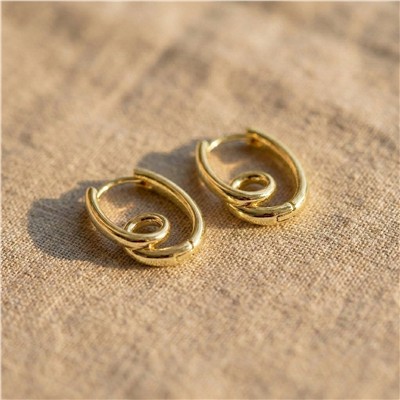 Melodi Düğüm Detaylı Spiral Çelik Küpe - 14K Altın Kaplama - 2 cm