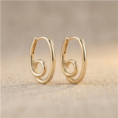 Melodi Düğüm Detaylı Spiral Çelik Küpe - 14K Altın Kaplama - 2 cm