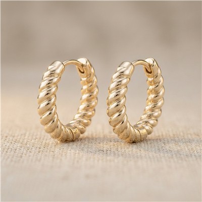 Minimal Burgulu Halka Çelik Küpe - 14K Altın Kaplama - 15 mm çap